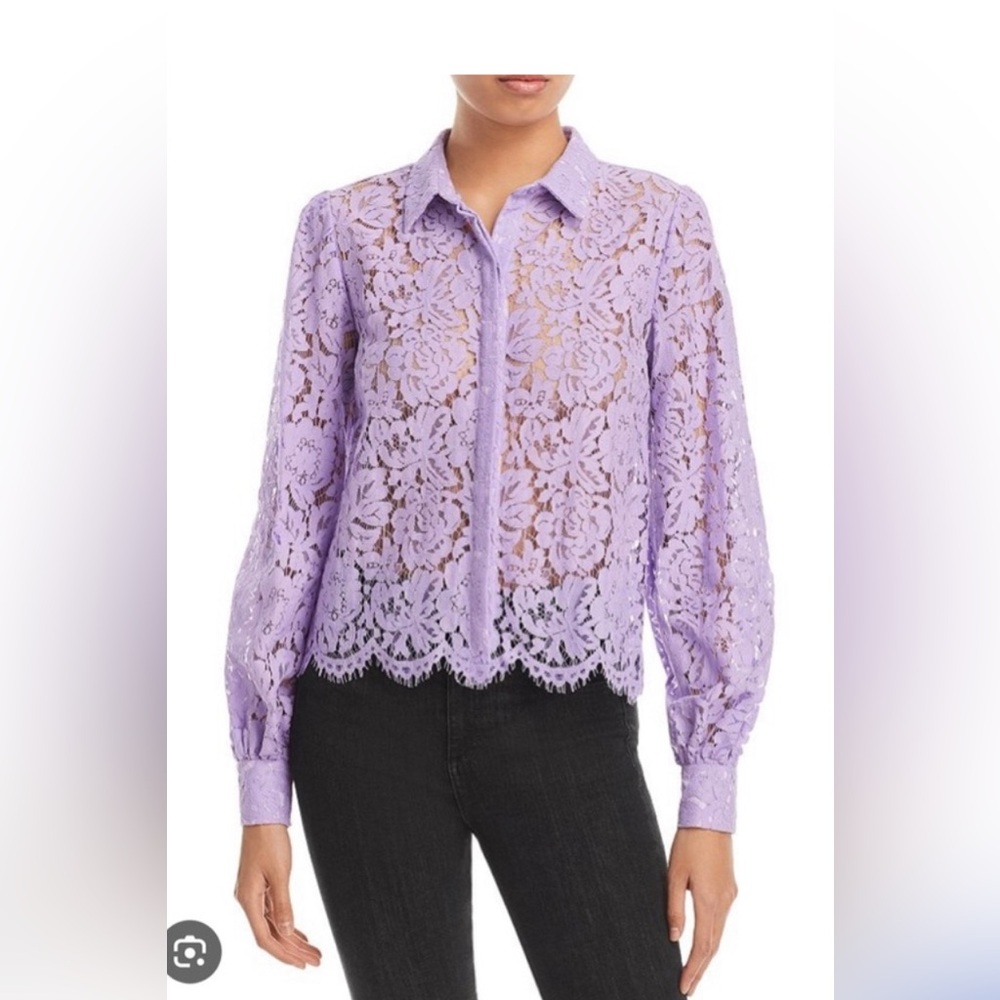 Generation Love Lavender Lace Button-Up Blouse
